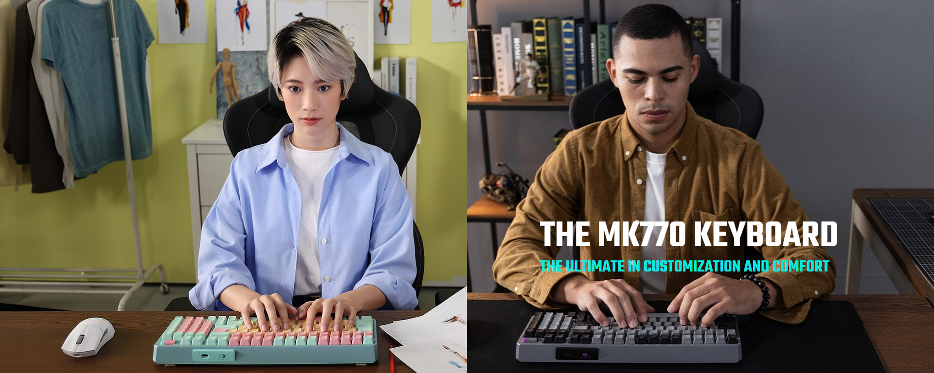 A large marketing image providing additional information about the product Cooler Master MK770 Macaron Hybrid Wireless Keyboard - Kailh Box V2 White Switch - Additional alt info not provided